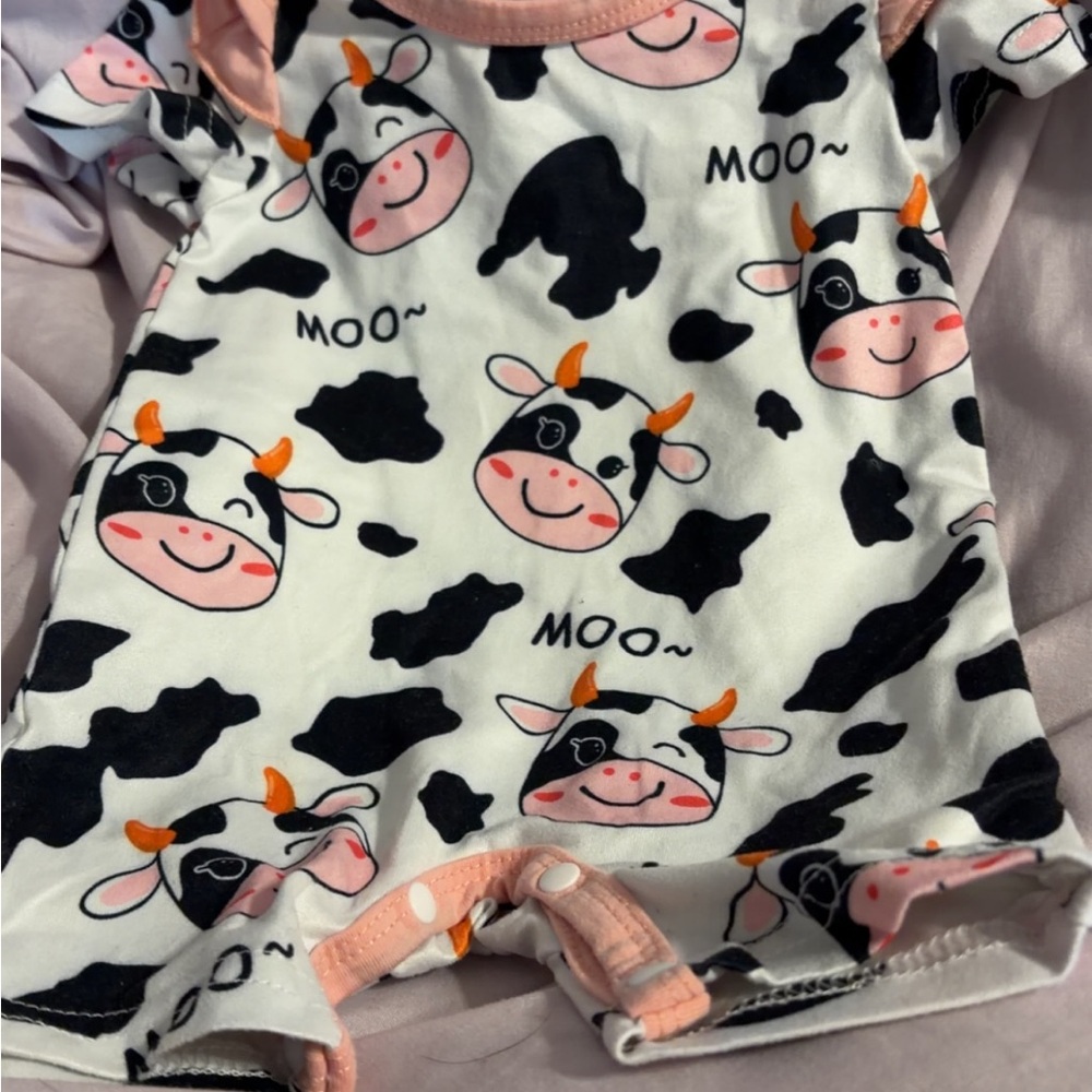 SHEIN Cow Print Bodysuit - Black, White, Pink